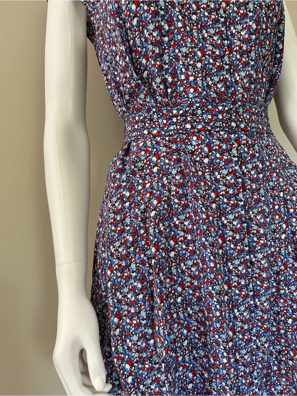 Tory Burch Silk Shirt Dress 0 Blue Red Abstract Print Belted Mini Dress